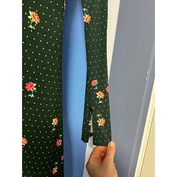 Free People Floral Green Polka Dot Mini Dress With Ruched Front & Keyhole Back, - Picture 10 of 11